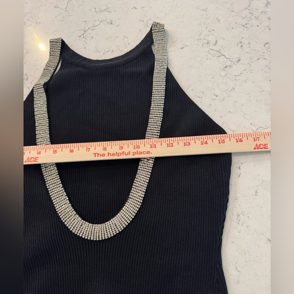 New Endless Rose Jewel Trim Mini Knit Dress Elegant Open Black Sleeveless Sz M - Picture 12 of 15